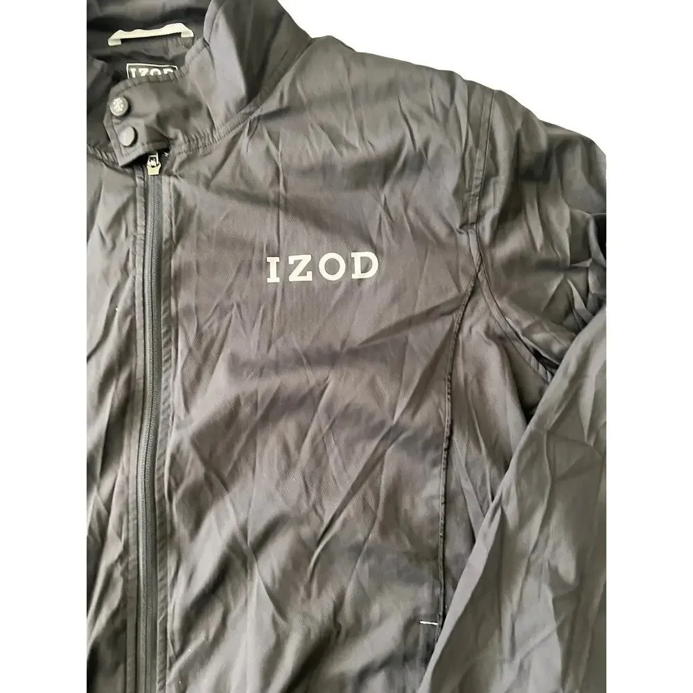 IZOD Golf Men’s Full Zip Windbreaker Jacket Black XXL Lightweight
